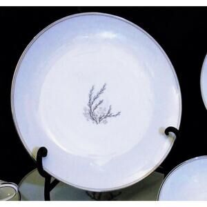 Noritake SALAD PLATE 8.25" Candice Pussywillow White Silver Mid Century Mad Men